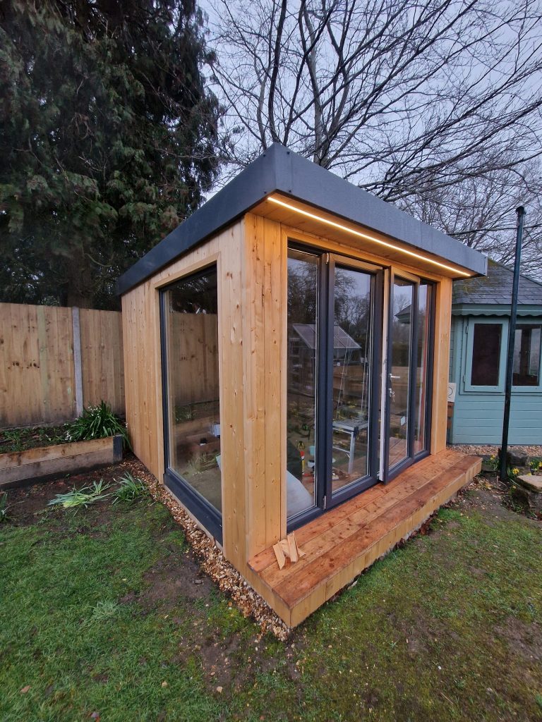 Garden office build complete in the New Forest. LED Lighting.